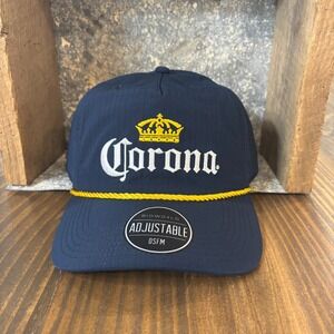 🌴 Bioworld‎ Corona Snapback Hat OSFM Adjustable Navy Rope Cap 🍻